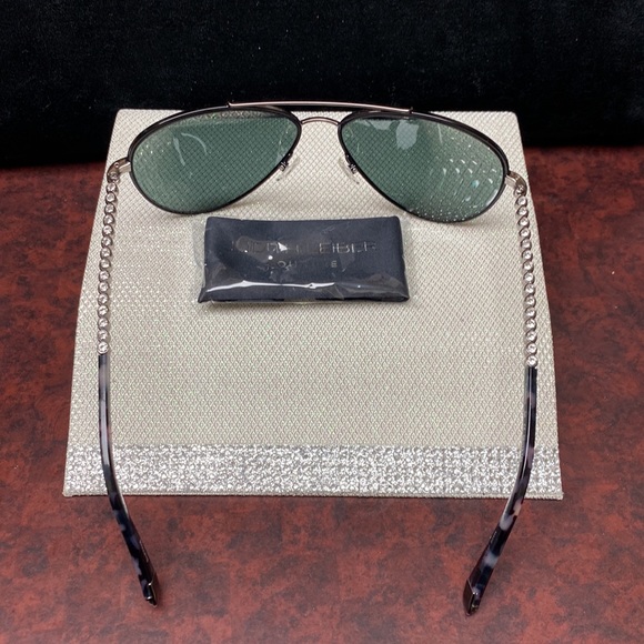 Judith Lieber Couture MadeinItaly Crystal Top Bottom Frames Oversized Aviators - Picture 7 of 16